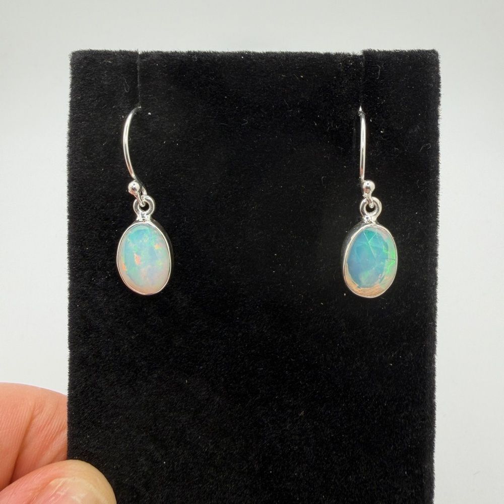 NWT 10.5x7.5mm FACETED OPAL dangle‎ earrings in sterling silver!